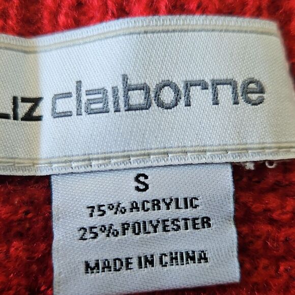 NWT Liz Claiborne Cabaret Red Crew Tunic Oversized Sweater Size Small - Picture 10 of 13